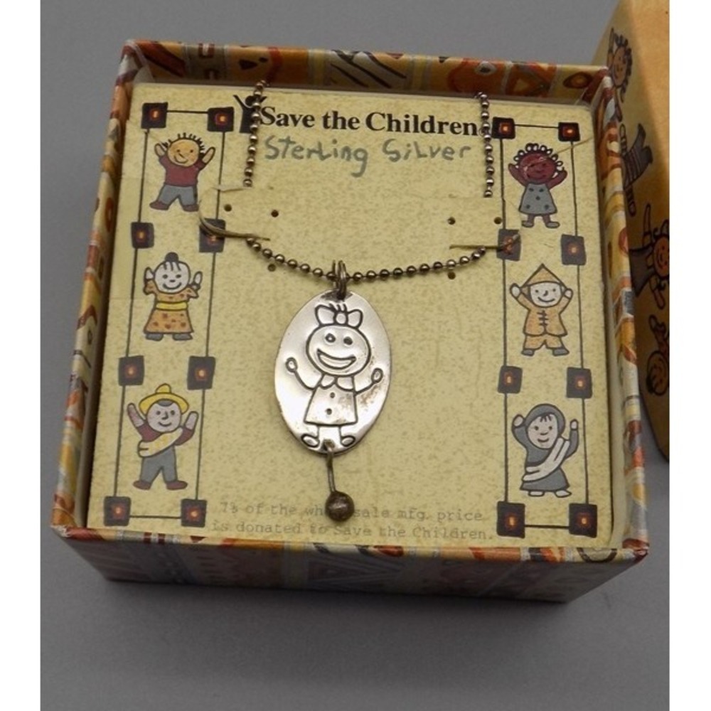 New Sterling Save The Children Silver Necklace Limited Edition in Box 6.28 Gms